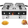 imageVEVOR Commercial Deep Fryer 2 x 9Qt  85L Double Oil Fryer with 2 Baskets 1mm Thickened Stainless Steel Dual Tank 3500W Electric Countertop Fryer Time ampamp Temp Control for Kitchen Restaurant UseDouble Tank