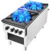 imageVEVOR Commercial Gas Stove with Cabinet Propane and Natural Gas Countertop Cooking Stove Range Stainless Steel Gas Hot Plate Commercial Cooking Equipment for Restaurant 90000 BTU2 Burners