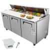 imageVEVOR Commercial Refrigerator 72quot Sandwich ampamp Salad Prep Table 1773 Cu Ft Stainless Steel Refrigerated Food Prep Station with 18 Pans Cut Board 3 Door Worktop Fridge with lock for Restaurant