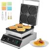 imageVEVOR Commercial Waffle Maker DualHead Round Waffle Baker Machine 2460W NonStick Stainless Steel Belgian Waffle Iron with Temp and Time Control Handle for Restaurant Bakery Snack Bar Family4PCS
