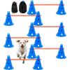 imageVEVOR Dog Agility Training Equipment Dog Agility Course Backyard Set with Adjustable High Hurdles6 Weave PolesTunnelJump RingPause BoxWhistleFoldable BowlStorage Bag Puppy Obstacle Course Kit6 Pcs Cones Kit