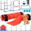 imageVEVOR Dog Agility Training Equipment Dog Agility Course Backyard Set with Adjustable High Hurdles6 Weave PolesTunnelJump RingPause BoxWhistleFoldable BowlStorage Bag Puppy Obstacle Course Kit13 Pcs Set  Upgraded