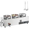 imageVEVOR Electric Soup Warmer Two 634QT Pots ampamp Three 13 Pans Stainless Steel Commercial Food Warmer with 86185F Adjustable Temp 1500W Bain Marie Soup Station for Restaurant Buffet37L Pots