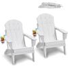 imageVEVOR Folding Adirondack Chairs Set of 2 with Cup Holder AllWeather Portable Plastic Fire Pit Chair Outdoor Adirondack Patio Chair with Relaxing Arm Rest Ergonomic for Garden Backyard BlackWhite Plastic Adirondack Chairs Set of 2 With Cup Holder