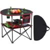 imageVEVOR Folding Camping Table Portable Outdoor Lightweight Picnic Table 600D Oxford Fabric Waterproof Canvas Travel Beach Tables with 4 Cup Holders Carry Bag for Tailgating Camping Picnic BlackBlack