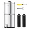 imageVEVOR Gravityfed Water Filter System 225G 304 StainlessSteel Countertop System Water Filtration System Reduces Lead and up to 99 of Chlorine with 2 Carbon Filters ampamp Spigot for Home Camping RVNonVisible Water level
