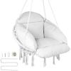 imageVEVOR Hanging Hammock Swing Chair 330 Lbs Capacity Macram Hanging Chair with Mounting Hardware Cotton Rope Swing Chair for Bedroom Balcony Patio Garden WhiteSide Cushion