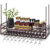 imageVEVOR Hanging Wine Glass Rack 469 x 118 inch Height Adjustable Coppery WallMounted CabinetCoppery