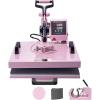imageVEVOR Heat Press Machine 12 x 15 inch 5 in 1 Heat Transfer Machine with 30 oz Tumbler Press 360 Swing Away TShirt Pressing Digital Precise Control for TShirtsMugsHatsPlates Green5in115x15Pink30OZ