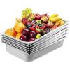 imageVEVOR Hotel Pans Full Size 25 Inch Deep Steam Table Pans 6 Pack08mm Thick Stainless Steel Hotel Pan Anti Jam Steam Table Pan for Home Party Restaurant Hotel Buffet4 Deep 6 PackThickened