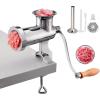 imageVEVOR Manual Stainless Steel Meat Grinder 18quot Clamp 2 Grinding Plates Sausage Stuffer Ideal for Home Kitchen Restaurant Butchers Shop10Table Clamp
