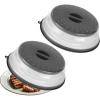 imageVEVOR Microwave Splatter Cover ampamp Mat 108quot Collapsible Microwave Lid for Food 500F HeatResistant Silicone ampamp Tempered Glass Splatter Guard for Plate Dish MultiPurpose Kitchen Gadget with Handle2 Pack