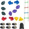 imageVEVOR Ninja Tree Climbing Kit 20 Rock Climbing Holds ampamp 6 Ratchets Large Climbing Rocks for Kids ampamp Adults Outdoor Backyard Ninja Tree Obstacle Course Training12 Holds  Rope Ladder