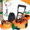 imageVEVOR Ninja Warrior Obstacle Course for Kids 2 x 65 ft Weatherproof Slacklines 500lbs Weight Capacity Monkey Line Outdoor Playset Equipment Backyard Toys Training Equipment Set with 12 Obstacles1 x 60ft