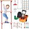 imageVEVOR Ninja Warrior Obstacle Course for Kids 2 x 65 ft Weatherproof Slacklines 500lbs Weight Capacity Monkey Line Outdoor Playset Equipment Backyard Toys Training Equipment Set with 12 Obstacles1 x 50ft