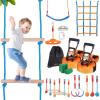 imageVEVOR Ninja Warrior Obstacle Course for Kids 2 x 65 ft Weatherproof Slacklines 500lbs Weight Capacity Monkey Line Outdoor Playset Equipment Backyard Toys Training Equipment Set with 12 Obstacles2 x 56ft