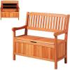 imageVEVOR Outdoor Storage Bench 2Person PE Rattan Storage Bench 40 Gal Deck Box with Cushion ampamp Side Handle Supports up to 400 lbs Weatherproof Outdoor Seating ampamp Porch Decor for Patio Garden Balcony33 GalWooden