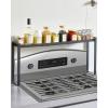 imageVEVOR Over the Stove Shelf Over Stove Spice Shelf for Kitchen Stove Top Seasoning Shelves Spice Organizer Easy to Assemble Countertop Storage Solution Kitchen Gadgets with 6 HooksBlack