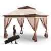 imageVEVOR Patio Gazebo for 68 Person 10 x 10 FT Backyard Gazebo with Mosquito Netting Metal Frame and PU Coated 180G Polyester Outdoor Canopy Shelter for Patio Backyard Lawn Garden DeckBrown