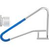 imageVEVOR Pool Rail 55x32 Pool Railing 304 Stainless Steel 250LBS Load Capacity Silver Rustproof Pool Handrail Humanized Swimming Pool Handrail with Blue Grip Cover ampamp M8 Drill Bit ampamp SelfTaping Screws54x36 Inch