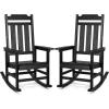 imageVEVOR Porch Rocker HIPS Outdoor Rocking Chair High Back Patio Rocking Chair with Smooth Armrests Supports up to 400 lbs for Garden Balcony Porch Black2PC Rocking Chair