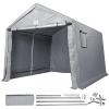 imageVEVOR Portable Shed Storage Shelter Outdoor 10x10x85 ft Heavy Duty Instant Storage Tent Tarp Sheds with Rollup Zipper Door and Ventilated Windows for Motorcycle Bike Garden ToolsGray