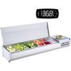 imageVEVOR Refrigerated Condiment Prep Station 135 W Countertop Refrigerated Condiment Station with 2 13 Pans ampamp 4 16 Pans 304 Stainless Body and PC Lid Sandwich Prep Table with Stainless Guard ETLStainless 71in