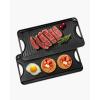imageVEVOR Reversible GrillGriddle 17x10 PreSeasoned Cast Iron Griddle Rectangular Double Burner Griddle Pan NonStick Family Pan Cookware with Handles Flat Top Plate for BBQ Gas Grill Black20 x 10 x 1