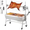 imageVEVOR Rotisserie Grill BBQ Whole Pig Lamb Goat Charcoal Spit Grill 46 Inch 132 Lbs Capacity Electric 52W Motor Stainless Steel Rotisserie Roaster with Lockable Wheels for Camping Outdoor35INWithout Baffle