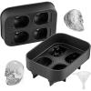 imageVEVOR Skull Ice Cube Tray 4Grid Skull Ice Ball Maker Flexible Black Silicone Ice Tray with Lid ampamp Funnel Funny Skull Ice Cubes 16quotx18quot Each for Beverage Chocolate etc on Parties ampamp HolidaysWhite