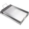 imageVEVOR Stainless Steel Griddle 235quotx16quot PreSeasoned Stove Top Griddle Rectangular Double Burner Griddle Pan NonStick Family Pan Cookware with Handles and Oil Groove for BBQ Gas Grills Silver