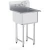 imageVEVOR Stainless Steel Prep ampamp Utility Sink 1 Compartment Free Standing Small Sink Include Faucet ampamp legs 27quotx24quot Commercial Single Bowl Sinks for Garage Restaurant Kitchen LaundryBowl Size 1818IN