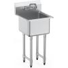 imageVEVOR Stainless Steel Prep ampamp Utility Sink 1 Compartment Free Standing Small Sink Include Faucet ampamp legscommercial Single Bowl Sinks for Garage Restaurant Kitchen Laundry18x15