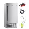 imageVEVOR Under Counter Ice Maker Machine Crescent Ice 15 LbsDay Stainless Steel Built in Ice Maker with Reversible Door 11Lbs Storage Ice Maker Machine for Commercial Home Kitchen No Drain RequiredNugget Ice with Drain