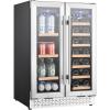 imageVEVOR Wine Cooler 28 Bottle Dual Zone Wine Fridge Mini Wine Cooler Refrigerator with Glass Door Adjustable Shelves Digital Temperature Control Builtin ampamp Freestanding Fridge for Home Office Bar64 Cans20 Bottles