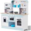 imageVEVOR Wooden Play Kitchen Toy Play Kitchen for Kids with Lights and Sounds Toddler Kitchen with Ice Maker Oven Sink Microwaves Fridge and Utensil and Fruit Accessory for Toddlers Ages 38 PinkWhite