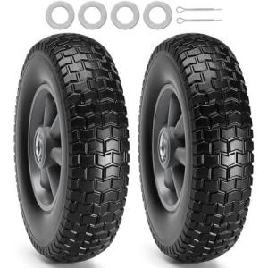 image2Pack VEVOR 10Inch Solid Rubber Tires and Wheels 4103504quot Flat Free Tubeless Tires and Wheels with 58quot Axle Bore Hole Offset Hub Perfect for Hand Truck Utility Cart Dolly Garden TrailerPolypropylene wheel hub