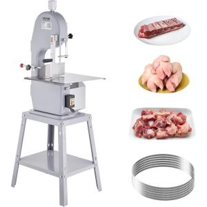 imageCommercial Electric Meat Bandsaw 1500W Stainless Steel Countertop Bone Sawing Machine Workbeach 193quot x 15quot 01679 Inch Cutting Thickness Frozen Meat Cutter with 6 Blades for Rib Pork BeefSliver