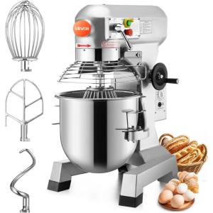 imageHappybuy 30Qt Commercial Food Mixer with Timing Function Commercial Mixer 1250W Stainless Steel Bowl Heavy Duty Electric Food Mixer Commercial with 3 Speeds Adjustable Perfect for Bakery Pizzeria15 Quart