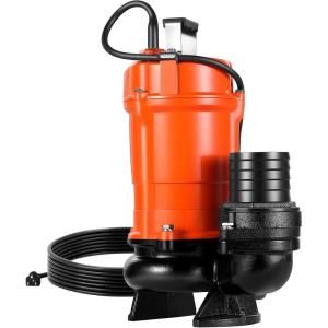 imageVEVOR 1 HP Submersible Trash Pump 5000 GPH 120V Cast Iron Submersible Sump Sewage Pump with 3 in Discharge 40 ft Max Lift Drain Dirty Clean Water for Pools Garden Pond Basement Flooded Areas