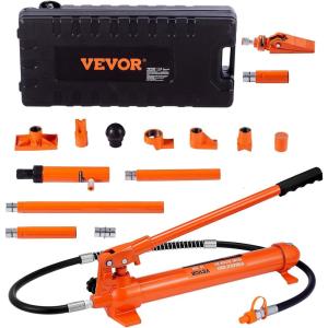 imageVEVOR 10 Ton Porta Power Kit Hydraulic Ram with Pump Car Jack with 46 ft14 m Oil Hose Bent Frame Repair Tool with Storage Case for Automotive Garage Heavy Equipment Mechanic 22046 LBS