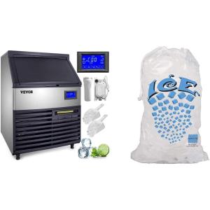 imageVEVOR 110V Commercial Ice Maker 440LBS24H 77LBS Storage Bin2Scoops ampamp Perfectware  PW IcebagsDS100ct 10lb Ice Bags with Drawstring100ct440LBS24H