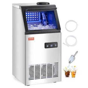 imageVEVOR 110lbs24H Commercial Ice Maker Machine with 2 Water Inlets 36 Ice Cubes in 15 Minutes with 28lbs Large Storage Capacity for Bar Office Restaurant with LED Digital Display ampamp SelfCleaningWhite