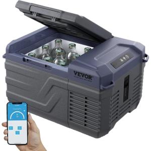 imageVEVOR 12 Volt Car Refrigerator Fridge 15 L Single Zone Portable Freezer 468 Adjustable Range 1224V DC and 100240V AC Compressor Cooler for Outdoor Camping RV Grey10QT