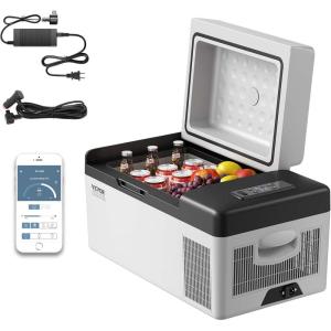 imageVEVOR 12 Volt Car Refrigerator Fridge 15 L Single Zone Portable Freezer 468 Adjustable Range 1224V DC and 100240V AC Compressor Cooler for Outdoor Camping RV Grey21QT