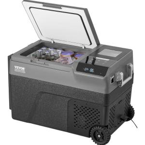 imageVEVOR 12 Volt Car Refrigerator with Ice Maker 35Liter37qt Electric Cooler Car Freezer 468 Adjustable Temperature Car Refrigerator with Casters for Camping Travel Outdoor Home37QT