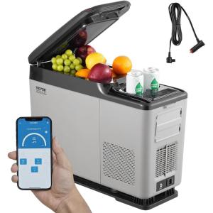 imageVEVOR 12 Volt Car Refrigerator with Ice Maker 35Liter37qt Electric Cooler Car Freezer 468 Adjustable Temperature Car Refrigerator with Casters for Camping Travel Outdoor Home16QT15L