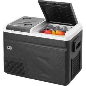 imageVEVOR 12 Volt Car Refrigerator with Ice Maker 35Liter37qt Electric Cooler Car Freezer 468 Adjustable Temperature Car Refrigerator with Casters for Camping Travel Outdoor Home38QT