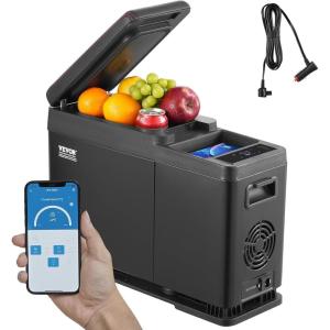 imageVEVOR 12 Volt Car Refrigerator with Ice Maker 35Liter37qt Electric Cooler Car Freezer 468 Adjustable Temperature Car Refrigerator with Casters for Camping Travel Outdoor Home9QT8L