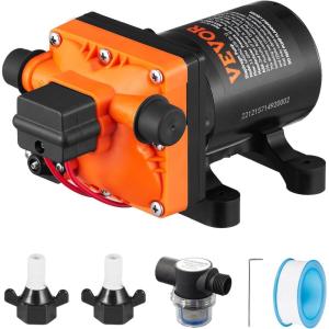 imageVEVOR 12V Diaphragm Pump 3 GPM 1136 Lmin 4Chamber 12 Volt DC Water Pump with Automatic Pressure Switch 40100 PSI Adjustable 55 PSI 12 MNPT Port for RV Yacht Food Truck Camper Marine12V  35GPM  55PSIAdjustable